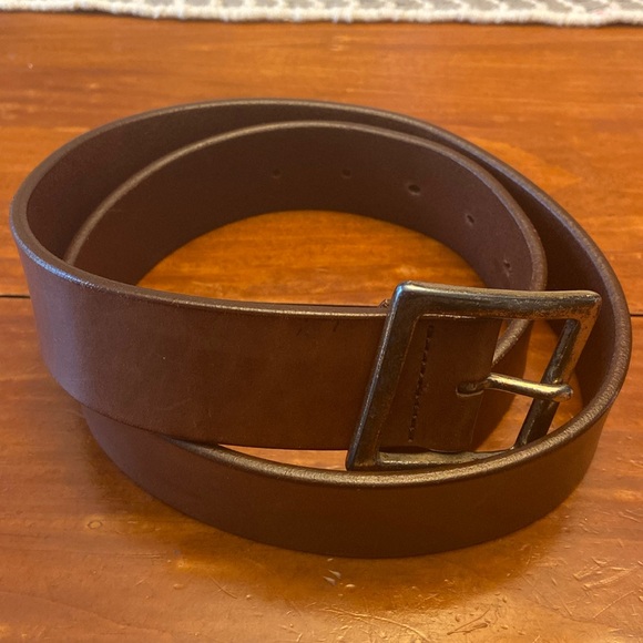 Ann Taylor Accessories - Ann Taylor Loft  Dark Brown Leather belt with Brass Square Buckle size Medium